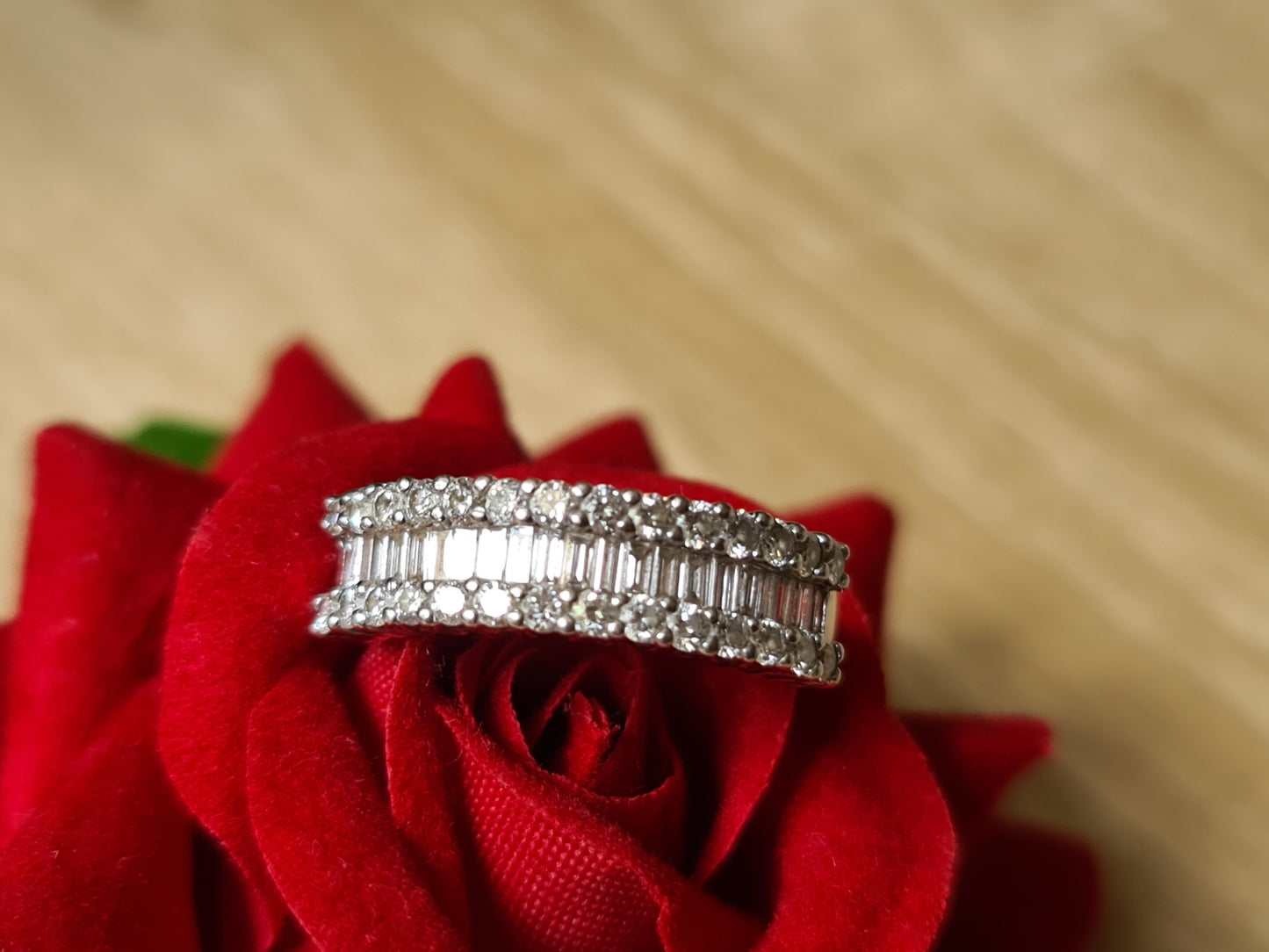 1.4 Carat Diamond Half Eternity ring in Platinum Size M