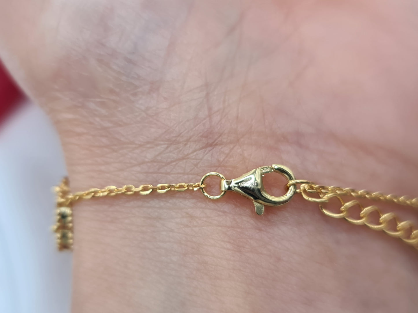 Brand New 14 carat gold on Silver Agate Clover Bracelet