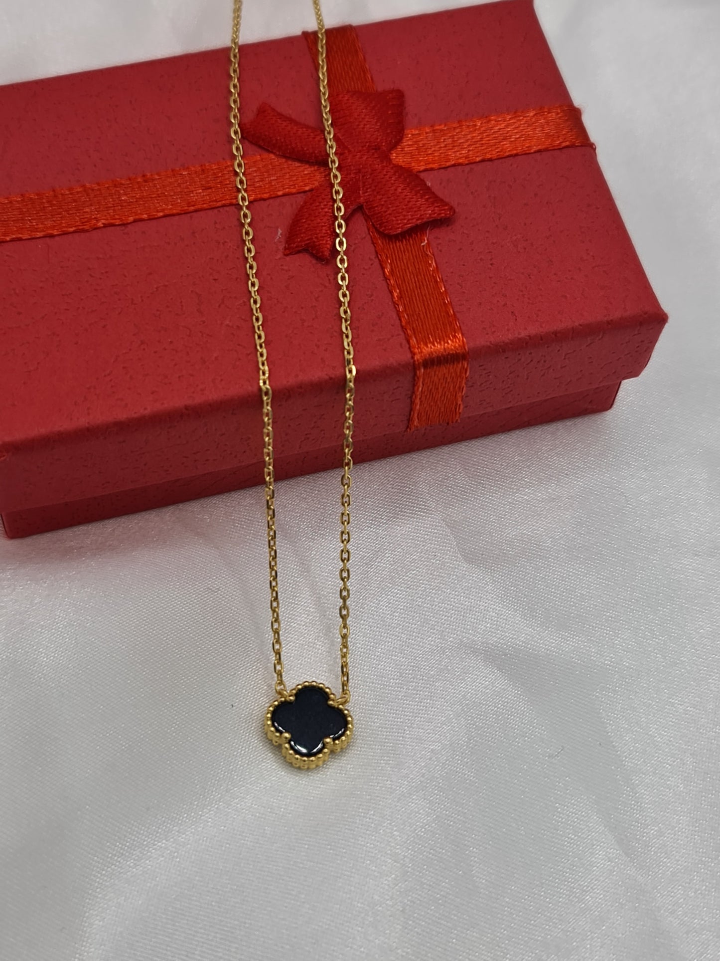 14k gold on Silver Clover Necklace