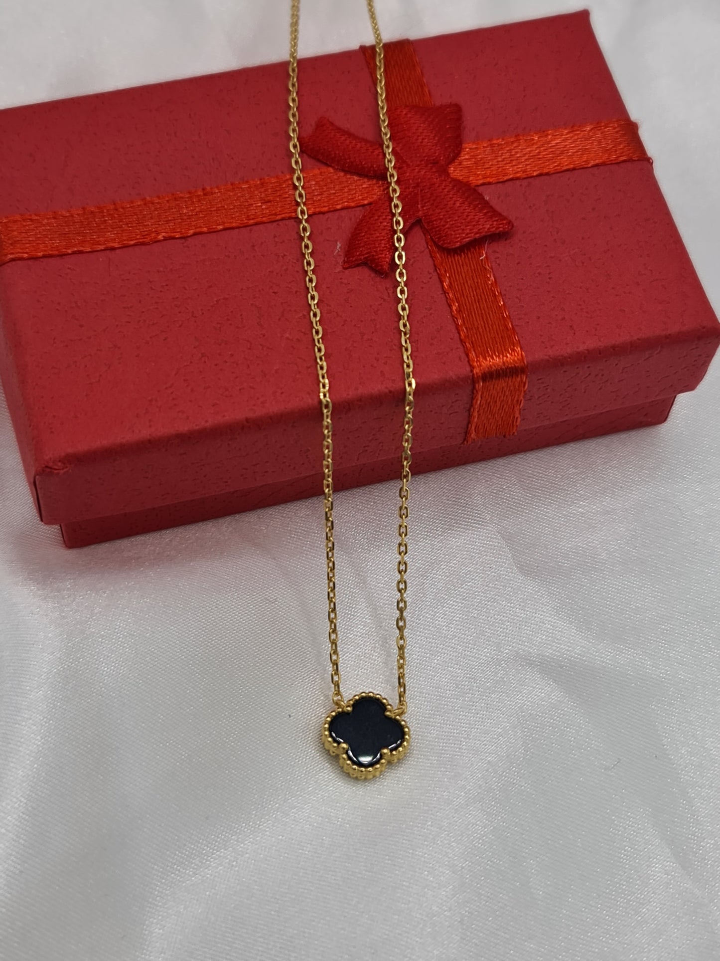 14k gold on Silver Clover Necklace