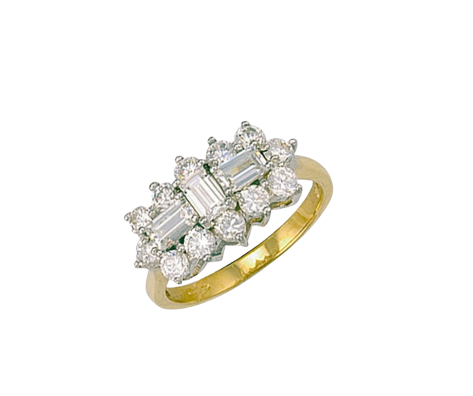 Brand New 9 carat gold cz boat ring