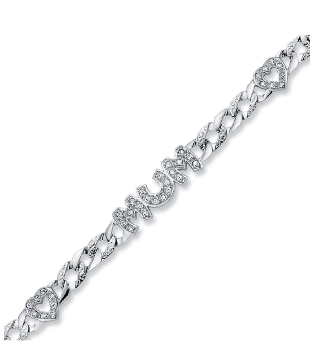 Brand new 925 Silver cz set Heart MUM Bracelet