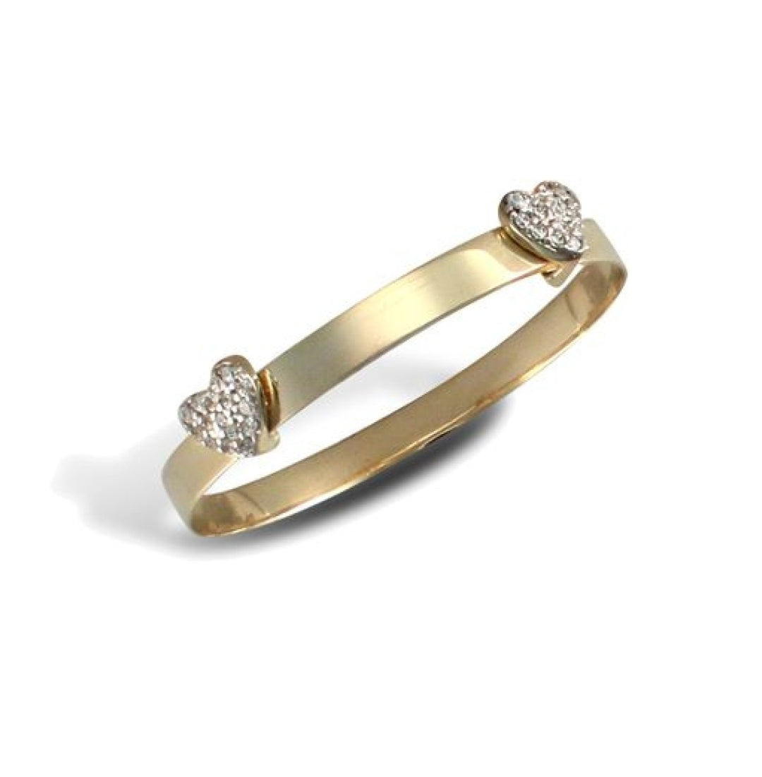 Brand New 9 carat gold childrens/ baby cz heart bangle