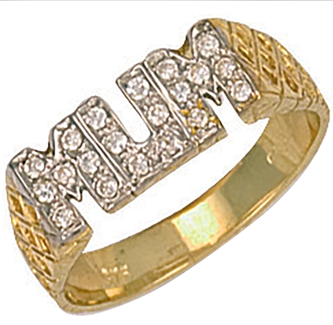 Brand new 9 carat gold MUM ring basket sides