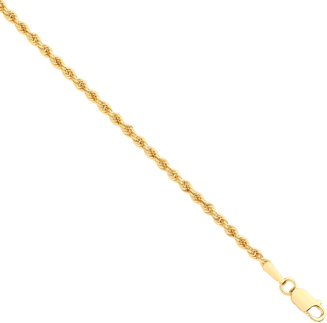 Brand New 9 carat gold hollow rope chain 20"
