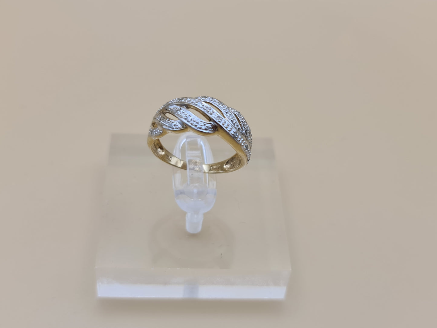 9 carat gold diamond crossover eternity ring