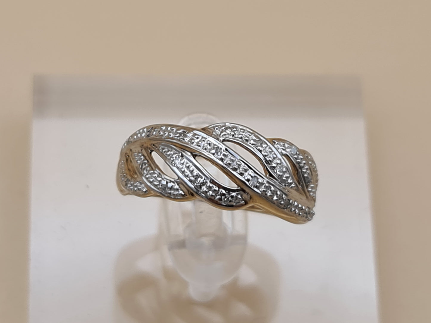 9 carat gold diamond crossover eternity ring