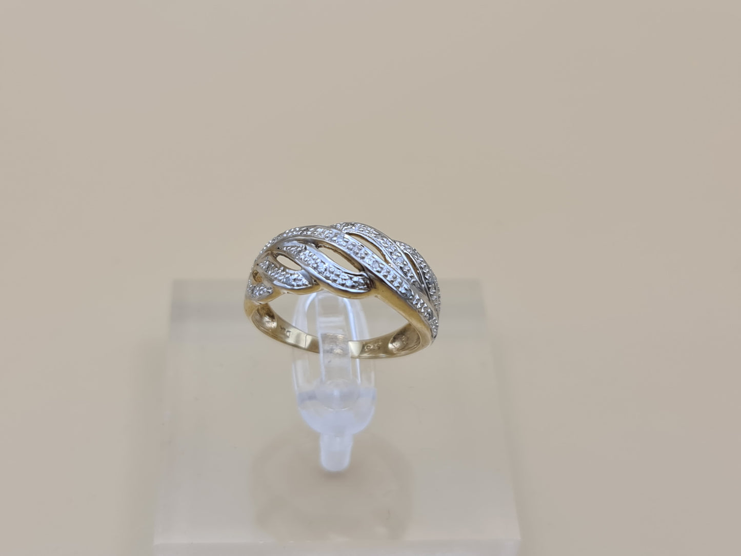 9 carat gold diamond crossover eternity ring