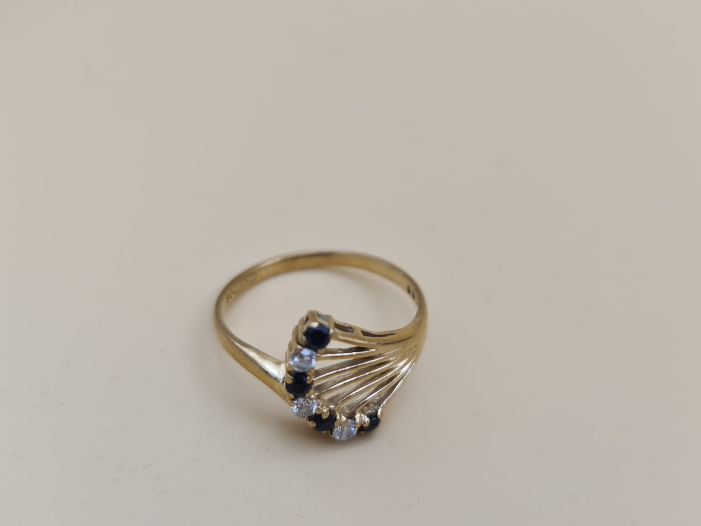 9 Carat Gold Stylised Sapphire and Cubic Zirconia Dress Ring