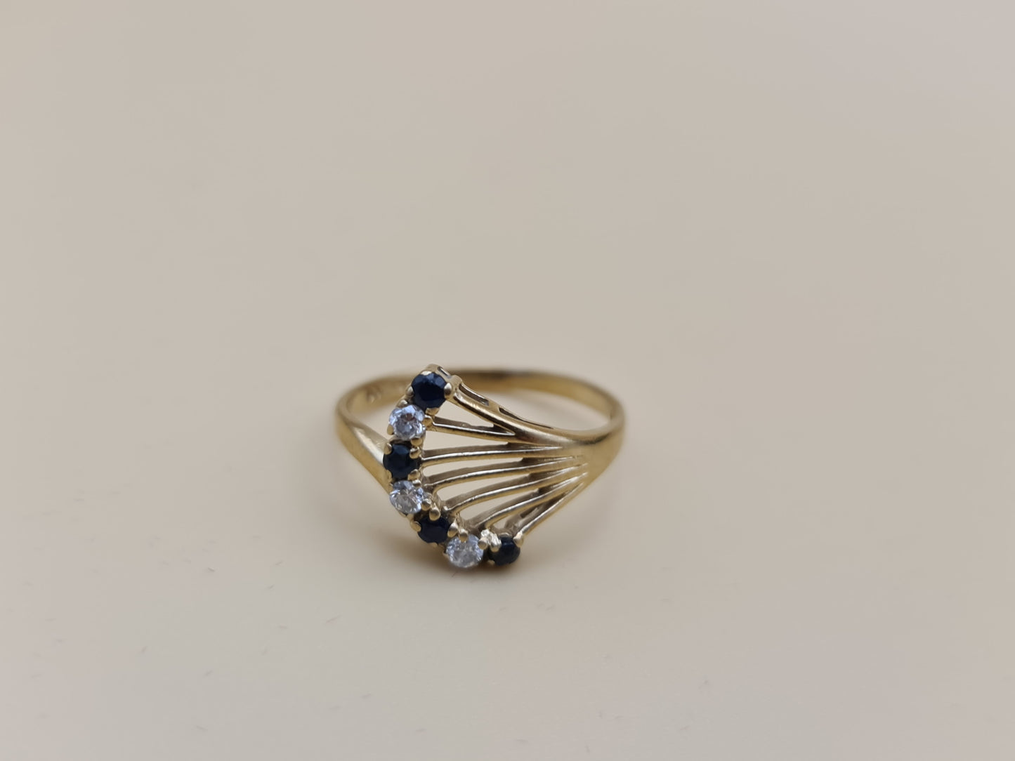 9 Carat Gold Stylised Sapphire and Cubic Zirconia Dress Ring