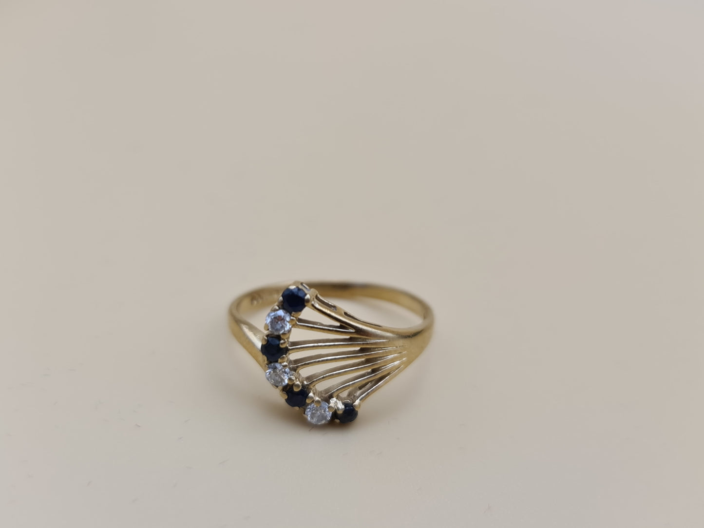 9 Carat Gold Stylised Sapphire and Cubic Zirconia Dress Ring