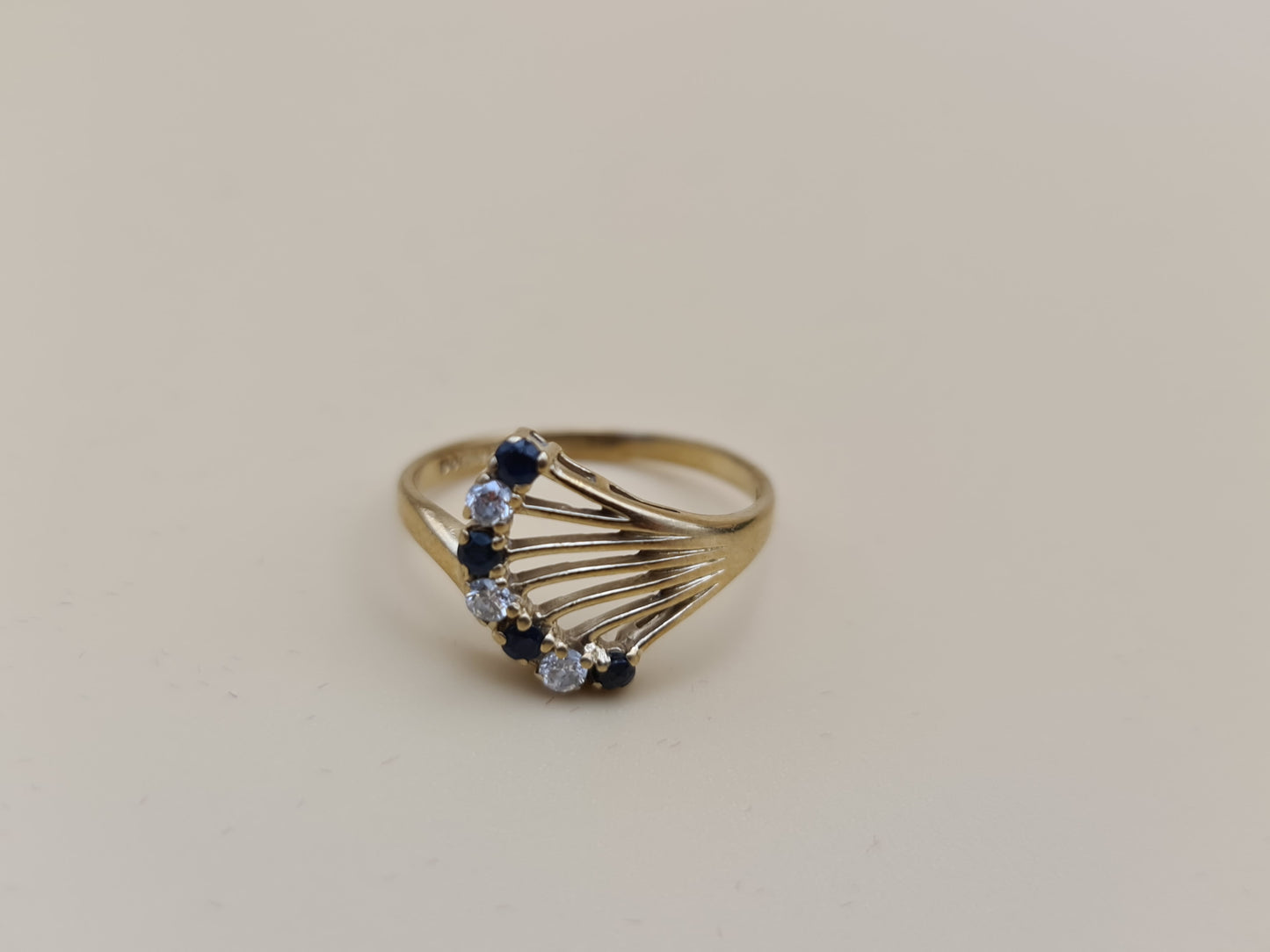 9 Carat Gold Stylised Sapphire and Cubic Zirconia Dress Ring