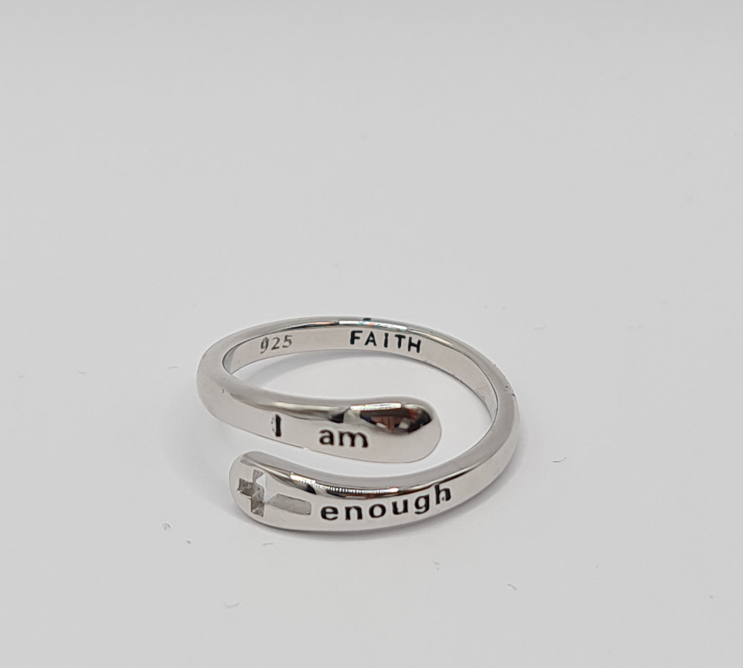 "I AM ENOUGH" handcrafted Faith Ring in Sterling Silver Brand New