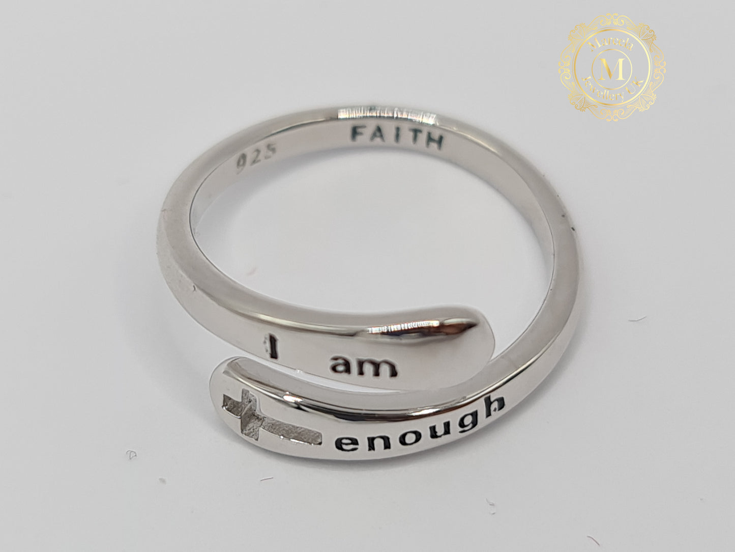 "I AM ENOUGH" handcrafted Faith Ring in Sterling Silver Brand New