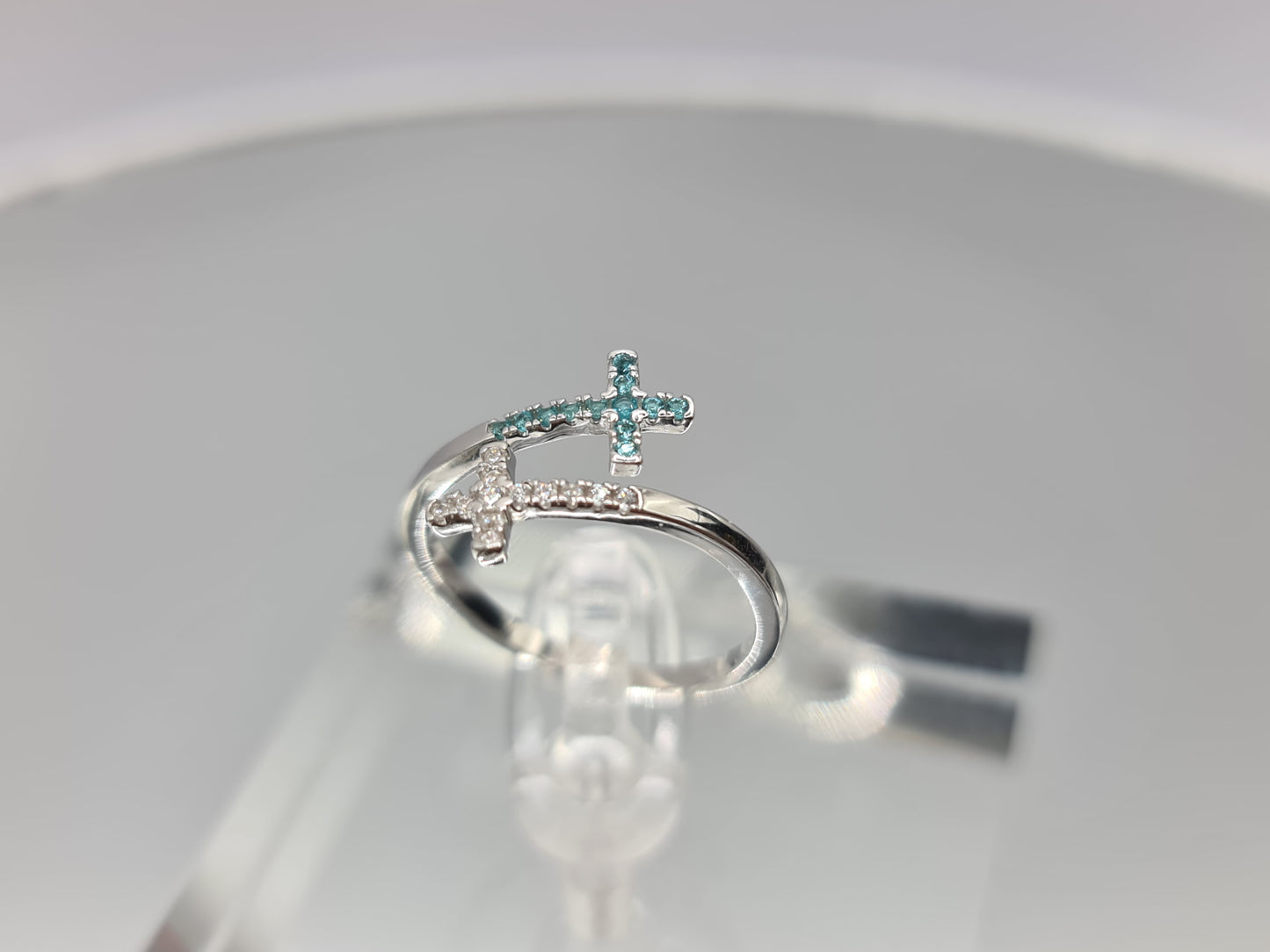 Brand New Sterling Silver Double Cross Ring