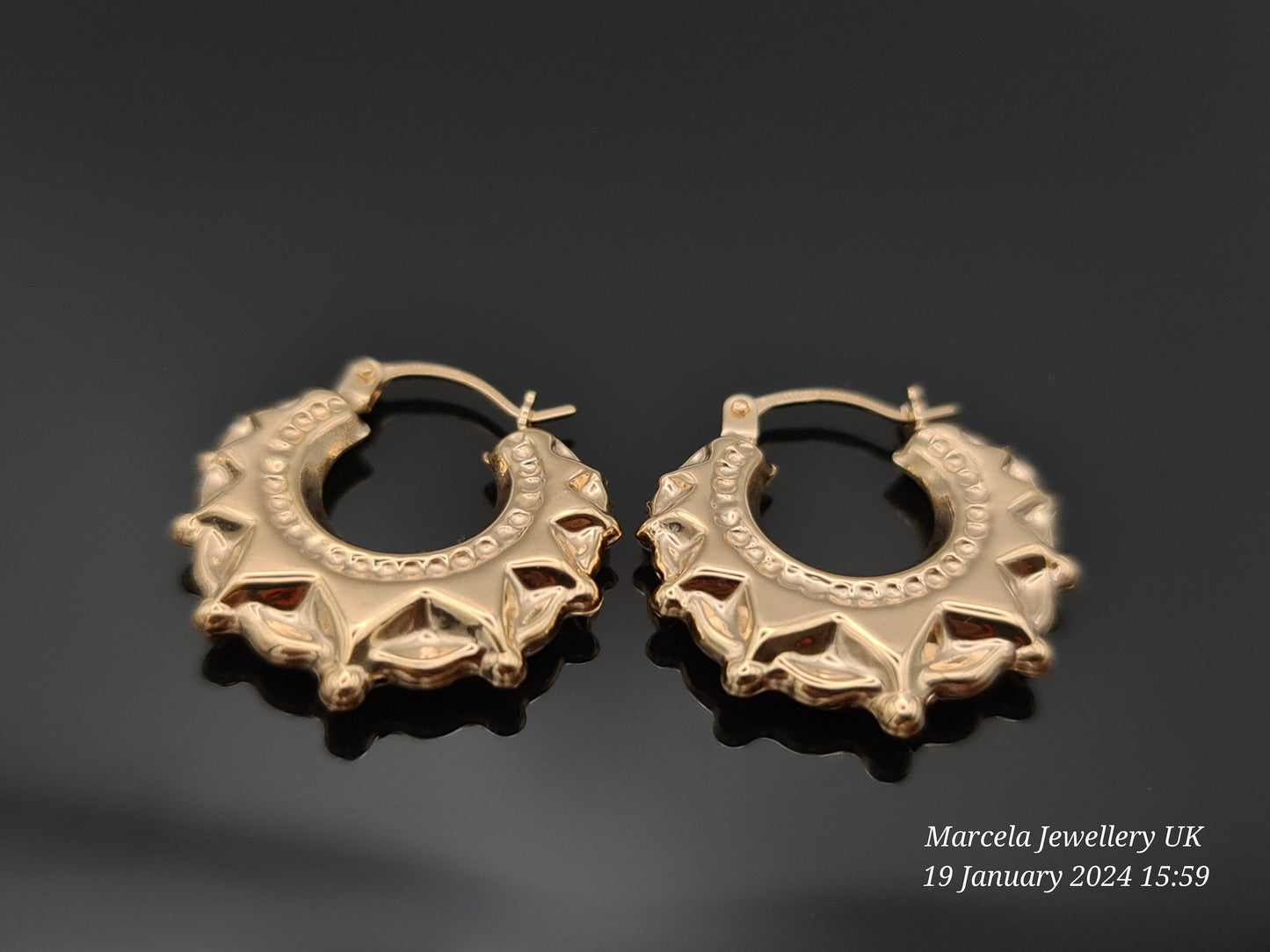 Brand New 9 Carat gold Creole earrings small