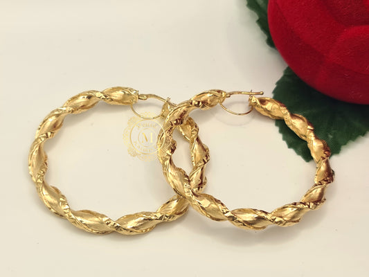 Brand New 9 carat Gold Satin twist hoop ladies earrings