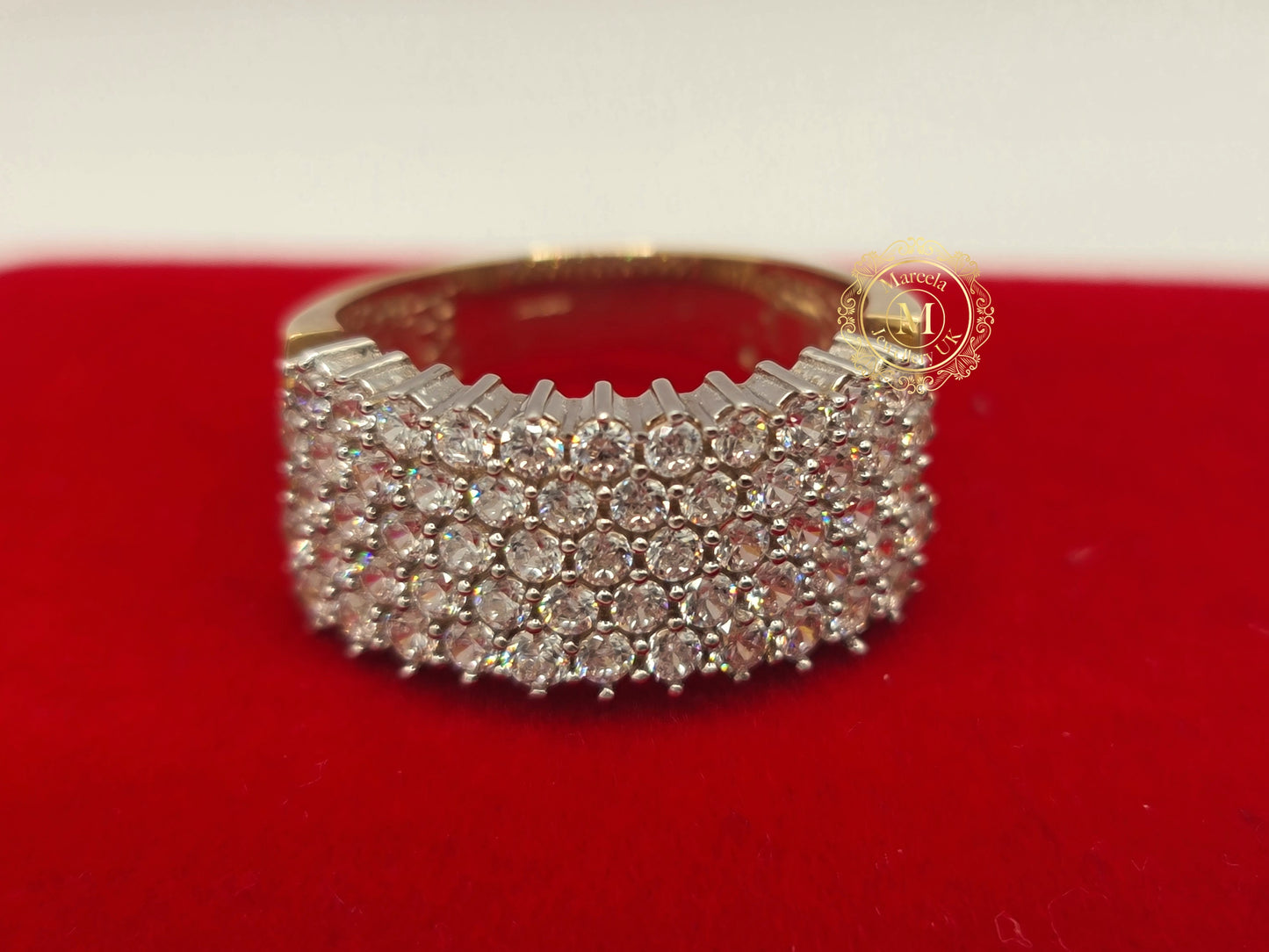 Brand new 9 carat gold cz Band ring size N