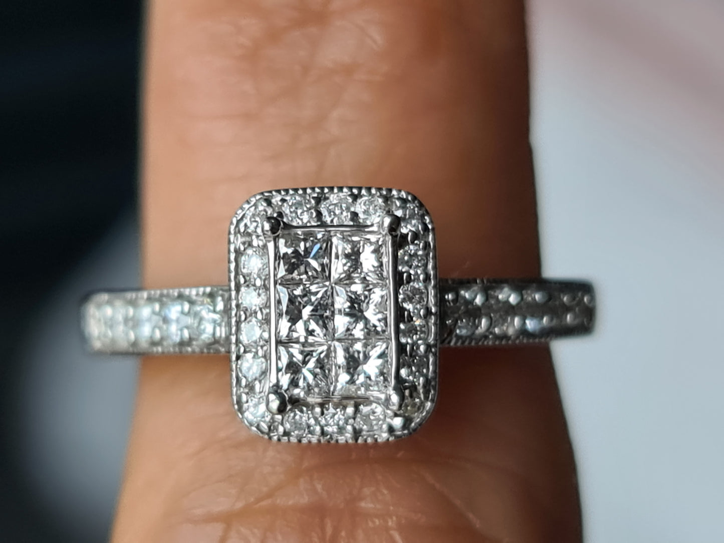 0.38 Carat natural diamond engagement ring set in 9 carat white gold