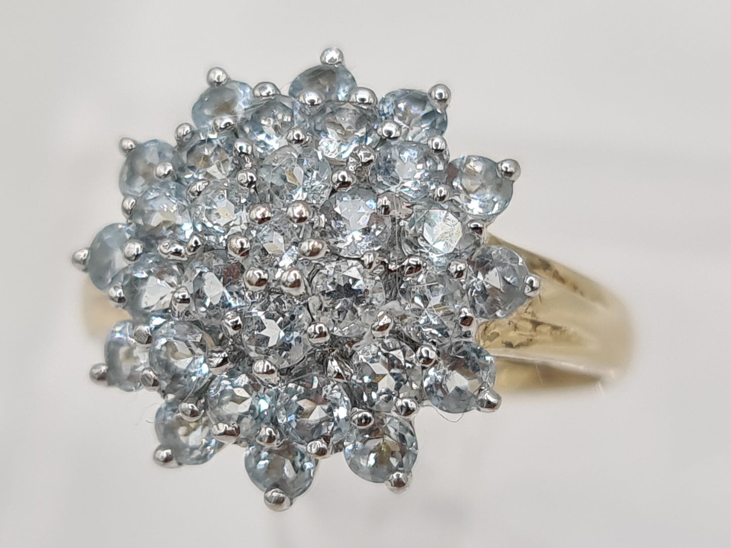 Pale Blue Aquamarine Cluster Ring Size U