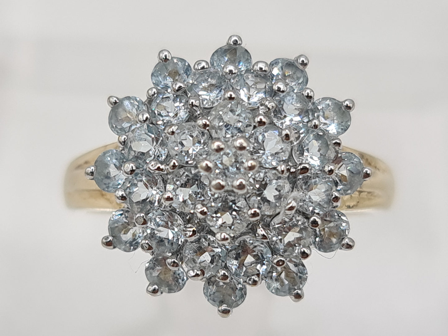 Pale Blue Aquamarine Cluster Ring Size U