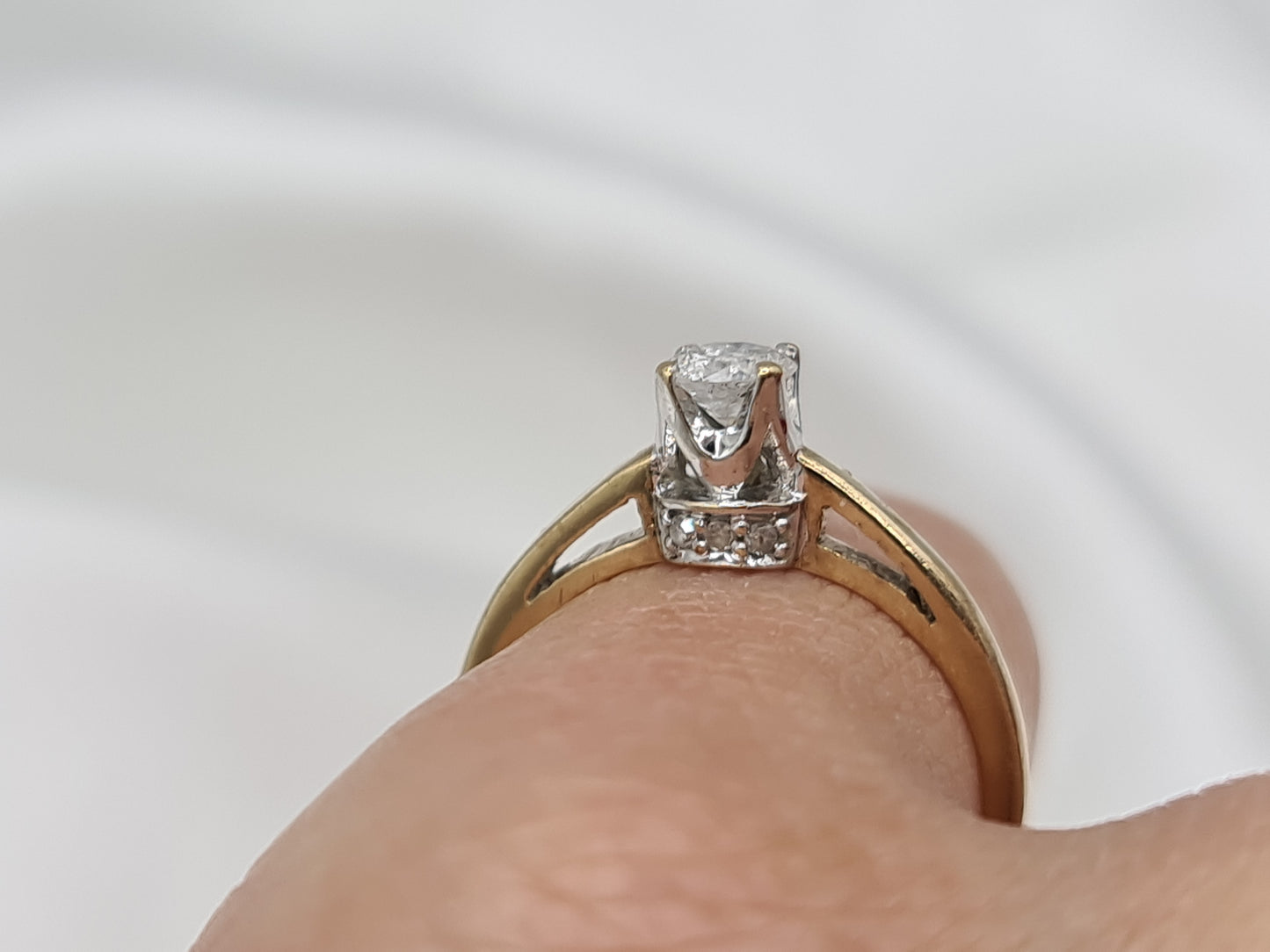 Kid's Solitaire Old cut 0.25ct diamond ring  size  H½ Pre-Owned