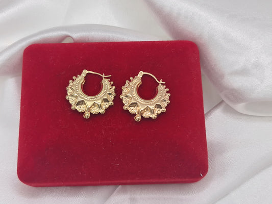 Brand New 9 Carat gold Creole earrings spiked small