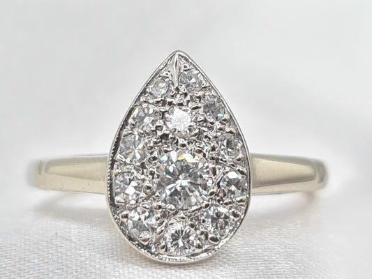 Brand New Pear shaped Halo Diamonds 14k white Gold engagement ring