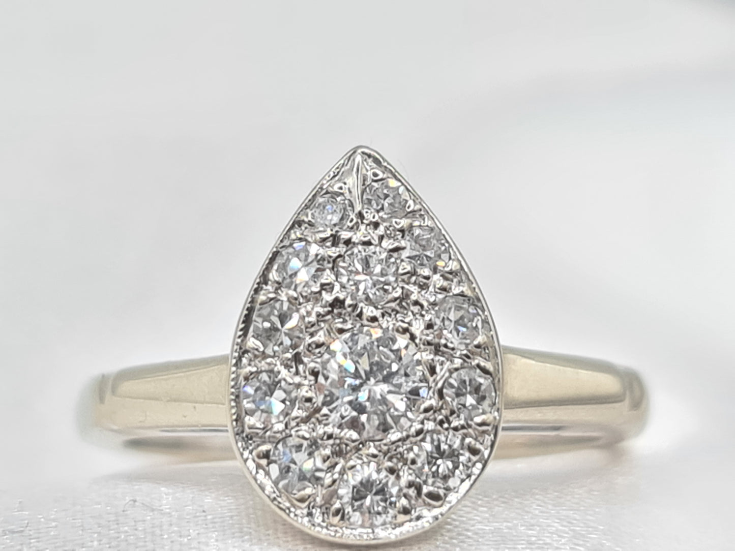 Brand New Pear shaped Halo Diamonds 14k white Gold engagement ring