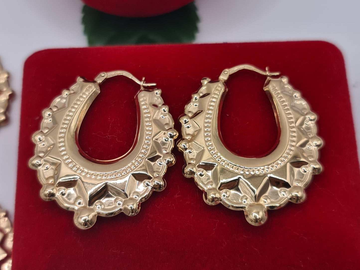 Brand new 9 carat gold Creole Ladies Earrings Gypsy Style Large 37mm