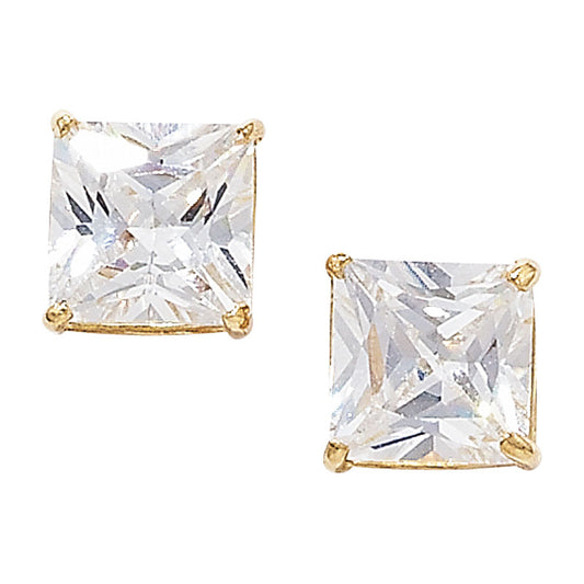 Brand New 9 carat gold Cz Square Stud Earrings