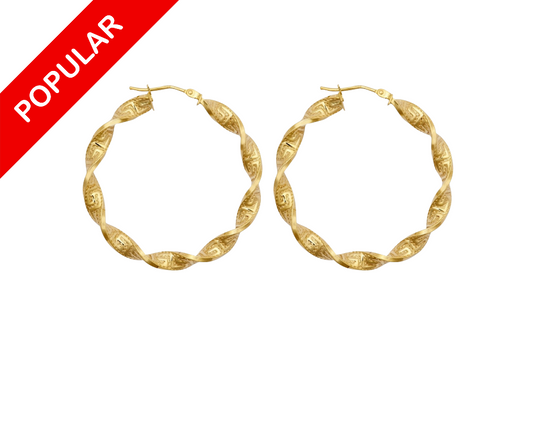 9 carat gold Brand new Greek Key style hoop earrings