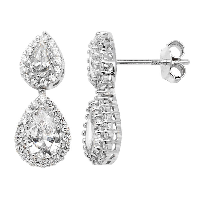 Brand New Double cz tear drop earrings