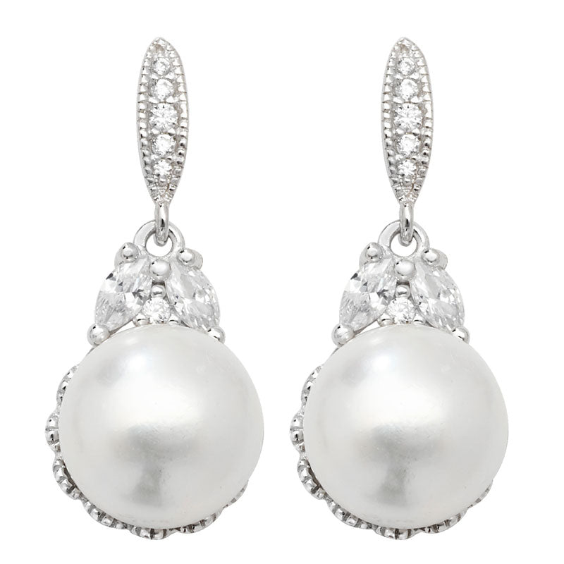 Brand New Cubic Zirconia faux Pearl drop earrings