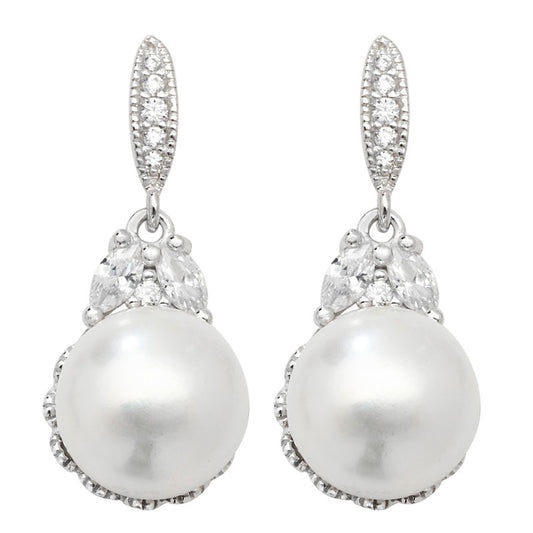 Brand New Cubic Zirconia faux Pearl drop earrings