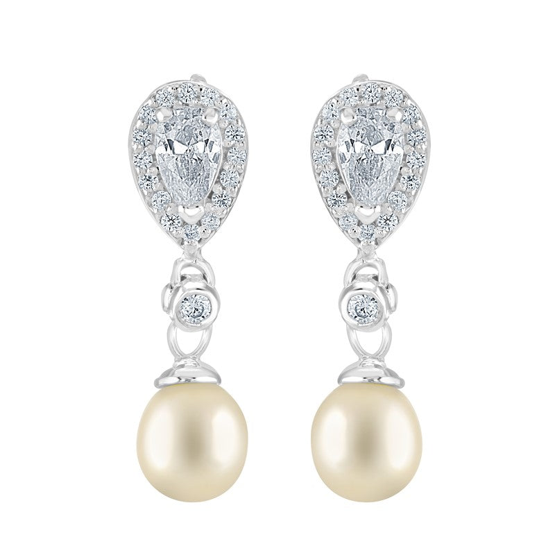 Brand New Cz and Faux Pearl elegant earrings