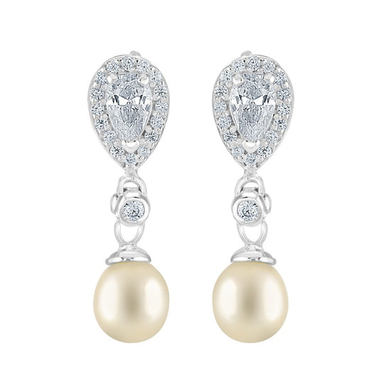 Brand New Cz and Faux Pearl elegant earrings