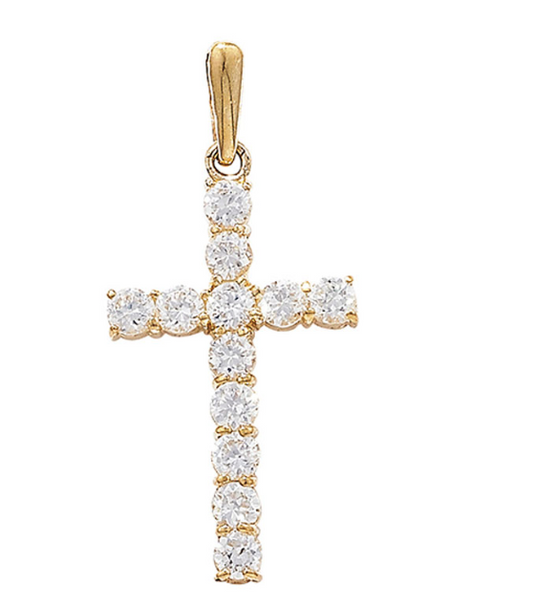 Brand New 9 Carat Gold CZ Cross Pendant