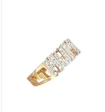 Brand New 9 carat gold MUM ring with cubic zirconia